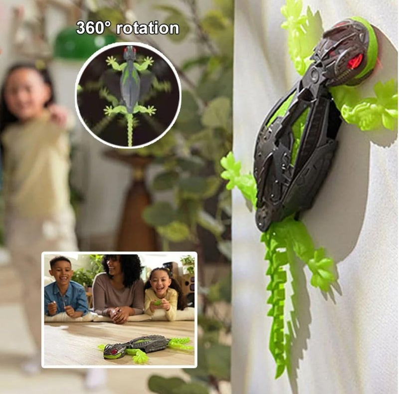 جيكو لعبة سحلية آلية تعمل بجهاز تحكم عن بعد، قابلة لإعادة الشحن عبر منفذ USB، باللونين الأخضر والرمادي، مع وحدة تحكم. - Image 5